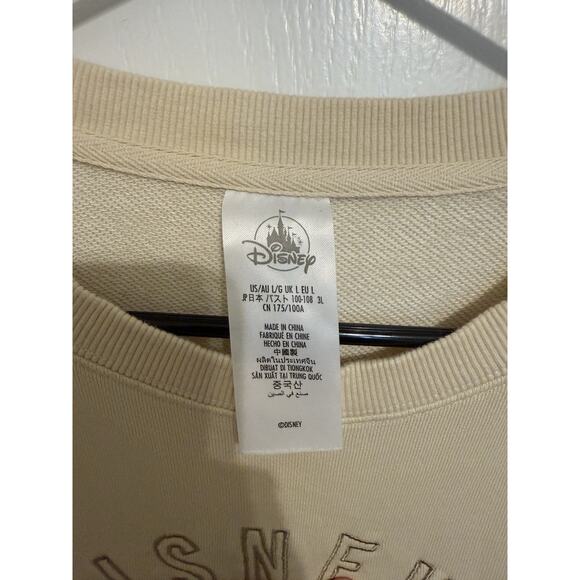 Walt Disney World Beige Sweater Castle Embroidered Happiest Place On Earth , L - Picture 4 of 11